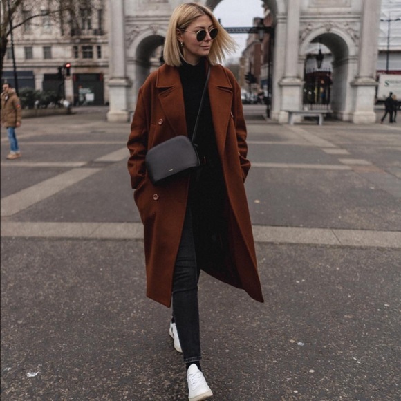 H&M | Double Breasted Wool Coat Rust Red - Picture 2 of 6